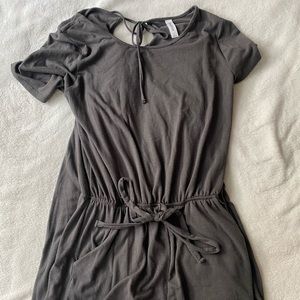 Grey Jumpsuit - Tie Waist